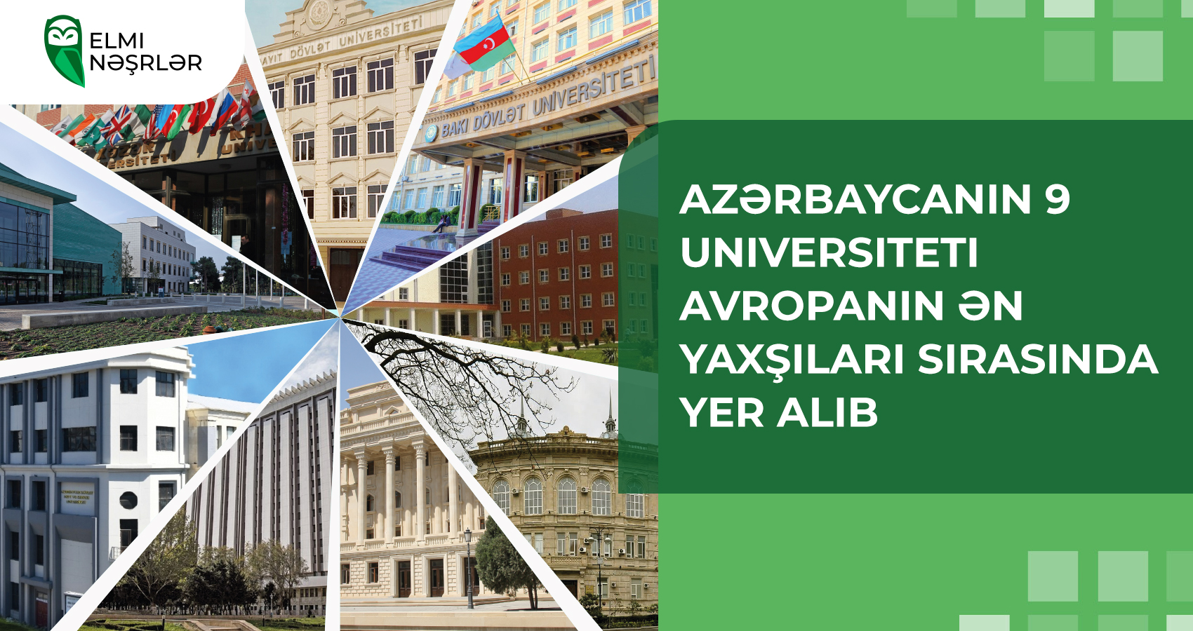 Azərbaycanın 9 universiteti Avropanın ən yaxşıları sırasında yer alıb